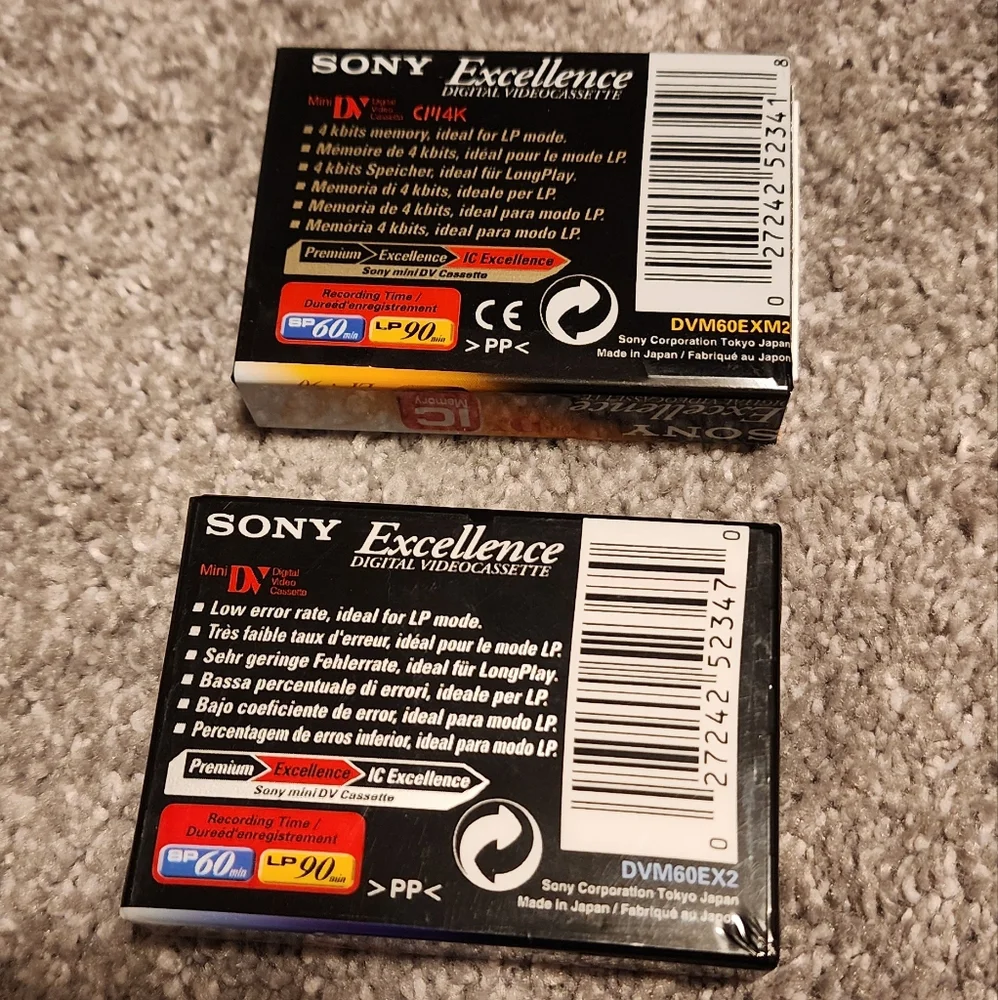 Sony Excellence mini DVC, lot of 2, NEW & SEALED 60 minutes 1 with IC best made!